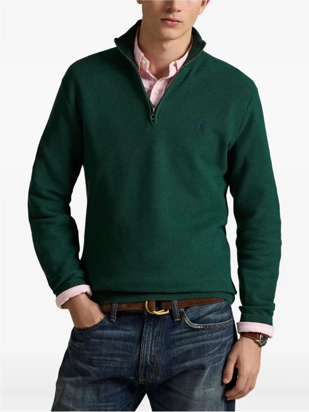 Polo Ralph Lauren Mens Quarter Zip Pullover in Green Size XL